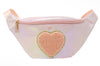 SHINY HEART PATCH SLING BAG - PINK
