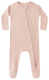 BAMBOO ZIP FOOTIE - ROSE