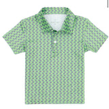 PROPERLY TIED BOYS INLET POLO SHIRT- MARDI CRAW GREEN WITH CRAWFISH
