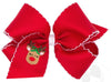 KING GROSGRAIN HAIR BOW WITH MOONSTITCH EDGE AND REINDEER EMBROIDERY