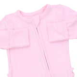 SOLID PINK A BOO RUFFLE FOOTIE