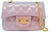 GIRLS PURPLE CLASSIC QUILTED SPARKLE MINI HANDBAG