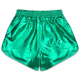 GREEN METALLIC SHORTS