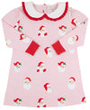 MAUDE'S RUFFLE CASSIDY COMFY CREWNECK DRESS - DEAR SANTA (PALM BEACH PINK) WITH WORTH AVENUE WHITE AND RICHMOND RED