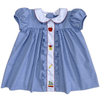 LIGHT BLUE GINGHAM EMBROIDERED DRESS FOR BACK TO SCHOOL