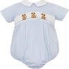 BOYS SHORT SLEEVE KNIT BUBBLE WITH SMOCKED PUPPIES