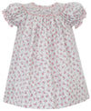 PINK ENGLISH GARDEN FLORAL SMOCKED BISHOP DRESS