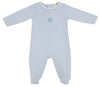ROCK ME ROMPER - BUCKHEAD BLUE WITH PALMETTO PEARL AND PUMPKIN EMBROIDERY