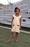 LUCY GAME DAY DRESS - GOLD STRIPES WITH BLACK MiMi Kids LUCY GAME DAY DRESS - GOLD STRIPES WITH BLACK MiMi Kids