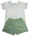 WHITE AND SAGE BOYS SHORT SET