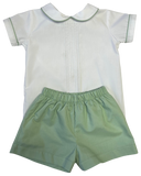 WHITE AND SAGE BOYS SHORT SET