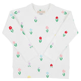 CASSIDY COMFY CREWNECK - TRAVILAH TULIP WITH WORTH AVENUE WHITE
