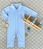 LONG SLEEVE SIR PROPER'S ROMPER - BEALE STREET BLUE STRIPE