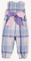 SLEEVELESS REBECCA ROMPER PEACH BLOSSOM PLAID WITH PALM BEACH PINK AND PALISADES PURPLE