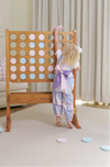 SLEEVELESS REBECCA ROMPER PEACH BLOSSOM PLAID WITH PALM BEACH PINK AND PALISADES PURPLE