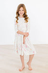 WHIMSICAL WILDFLOWERS 3/4 SLEEVE POCKET TWIRL DRESS
