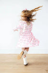 HEIRLOOM GARDEN 3/4 SLEEVE RUFFLE TWIRL DRESS