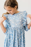 BLUEBELL 3/4 SLEEVE RUFFLE TWIRL DRESS
