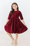 CRANBERRY VELVET SEQUIN DRESS