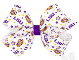 MEDIUM SIGNATURE COLLEGIATE LOGO PRINT GROSGRAIN HAIR BOW