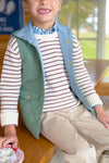 ISAAC'S SWEATER - PALMETTO PEARL AND GRAY BAY BROWN STRIPE
