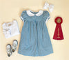 HOLLY DAY DRESS - BARNSLEY BLUE GINGHAM WITH WORTH AVENUE WHITE
