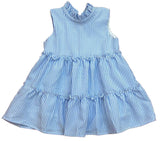 LULU BEBE STRIPE SLEEVELESS TIERED DRESS - BLUE