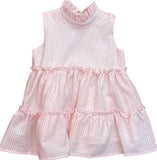 STRIPE SLEEVELESS TIERED DRESS - PINK