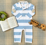 SIR PROPERS RUGBY ROMPER - BARRINGTON BLUE STRIPE