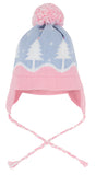 PARRISH POM POM HAT - BEALE STREET BLUE AND HAMPTONS HOT PINK WITH TREES