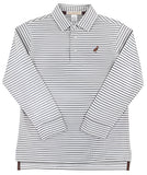 LONG SLEEVE PRIM AND PROPER POLO GRANTLEY GRAY STRIPE WITH GRAY BAY BROWN STORK