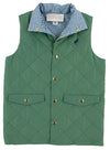 VAUGHN VEST GALLATIN GREEN WITH BARNSLEY BLUE MINI GINGHAM AND BARNSLEY BLUE STORK