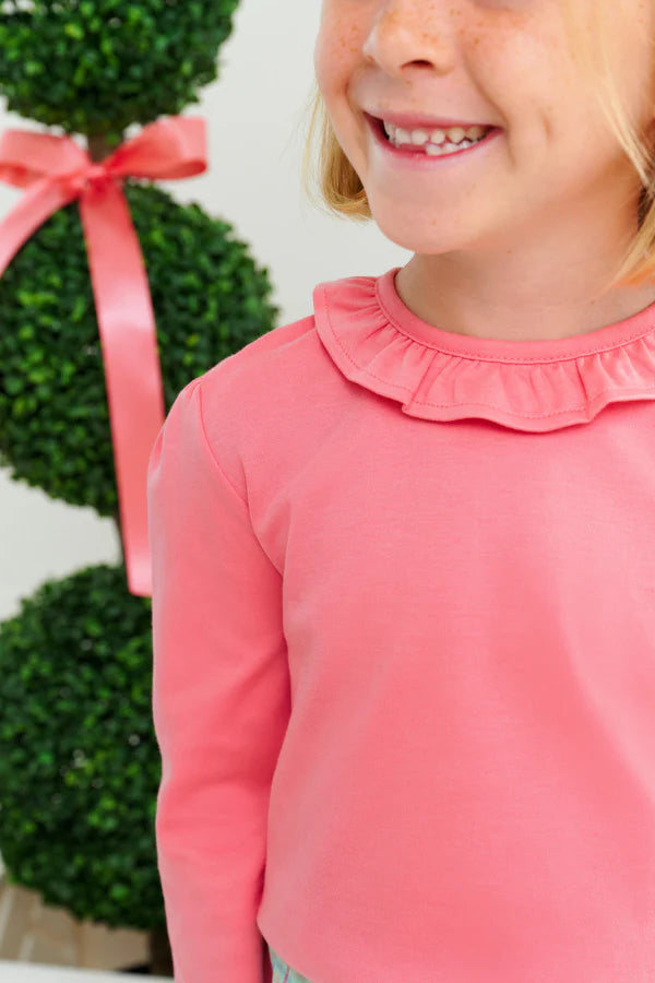 REECE RUFFLE TOP - PARROT CAY CORAL – MiMi Kids
