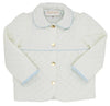 CARLYLE QUILTED COAT - PALMETTO PEARL WITH BUCKHEAD BLUE MICRO DOT LINING AND BRASS BUTTONS