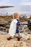 CARLYLE QUILTED COAT - PALMETTO PEARL WITH BUCKHEAD BLUE MICRO DOT LINING AND BRASS BUTTONS