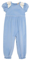 RYLEIGH ROMPER (CORDUROY) - BEALE STREET BLUE WITH PALMETTO PEARL BOWS