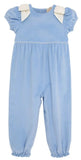 RYLEIGH ROMPER (CORDUROY) - BEALE STREET BLUE WITH PALMETTO PEARL BOWS