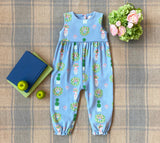 SLEEVELESS REBECCA ROMPER - TOPIARIES AND TANGERINES (BARRINGTON BLUE)