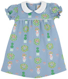 HOLLY DAY DRESS - TOPIARIES AND TANGERINES (BARRINGTON BLUE)