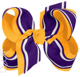 4.5" LAYERED STRIPED LSU BOW ON CLIP