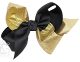 5.5" CRISSCROSS CHAMPAGNE GLITTER GROSGRAIN BOW