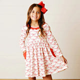 SERENDIPITY HOLIDAY BOWS POCKET TWIRL DRESS