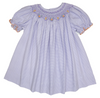 LAVENDER GINGHAM CHECK DRESS WITH EMBROIDERY