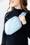 LIGHT BLUE FLEECE BELT BAG