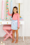 BEASLEY BOW SKIRT (VELVETEEN) - BARRINGTON BLUE WITH BARRINGTON BLUE WINDOWPANE