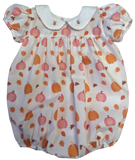 FALL PUMPKIN PUFF SLEEVE EMBROIDERED COLLAR BUBBLE