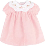 GIRLS CORDUROY EMBROIDERY SCALLOP COLLAR DRESS