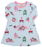 LONG SLEEVE POLLY PLAY DRESS PAW - RECIOUS WITH HAMPTONS HOT PINK