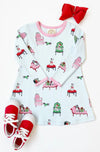 LONG SLEEVE POLLY PLAY DRESS PAW - RECIOUS WITH HAMPTONS HOT PINK