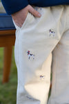 CRITTER SHEFFIELD PANTS (CORDUROY) - OSPREY OATMEAL AND SANTA DOG EMBROIDERY